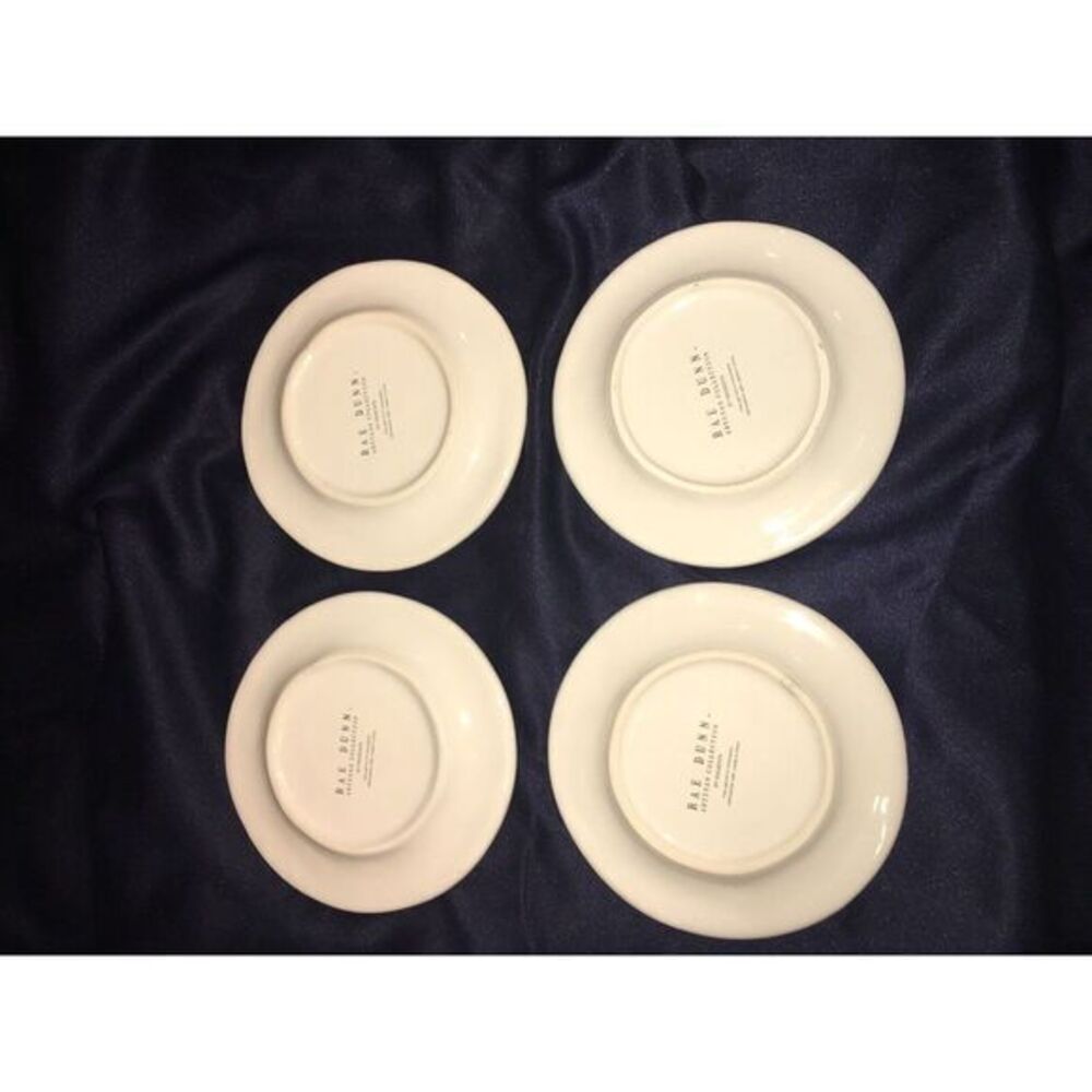 Rae Dunn "Blue Line" Dessert/Snack Plate Set Of 8 Savor Eat Dine Snack - Picture 7 of 7
